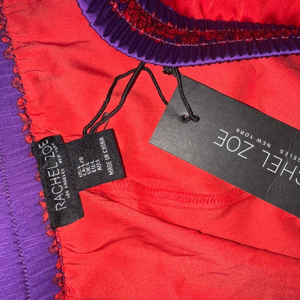 Rachel Zoe Vibrant Red and Purple Floral Flowy Wide leg Pants - NWT Large - Picture 5 of 5